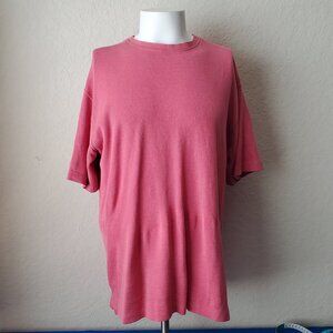 Tommy Bahama Shirt Mens M Salmon Silk blend Pull Over Short Sleeve